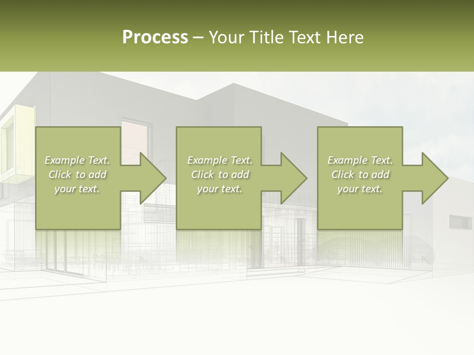 A Drawing Of A Building With A Green Door PowerPoint Template