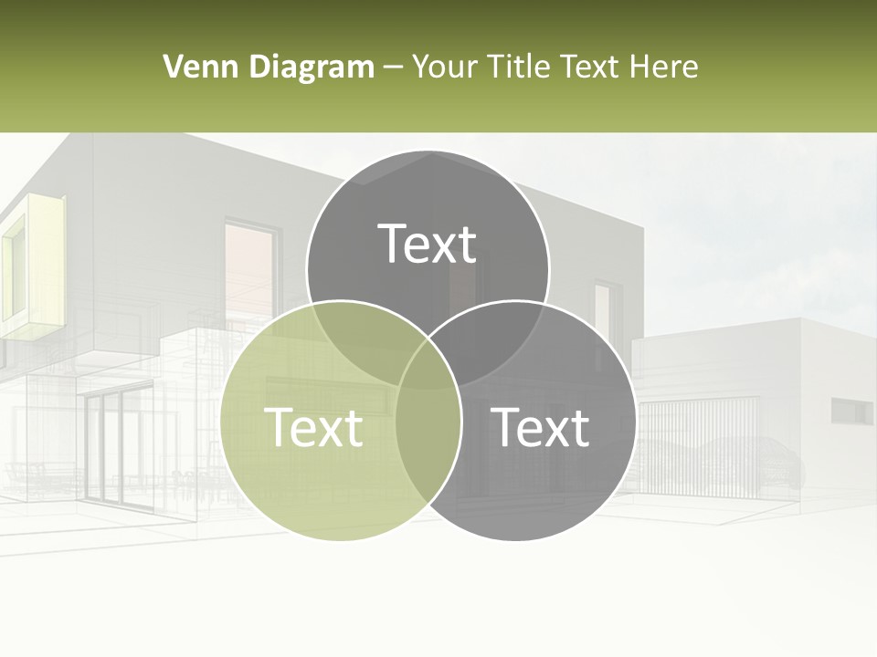 A Drawing Of A Building With A Green Door PowerPoint Template