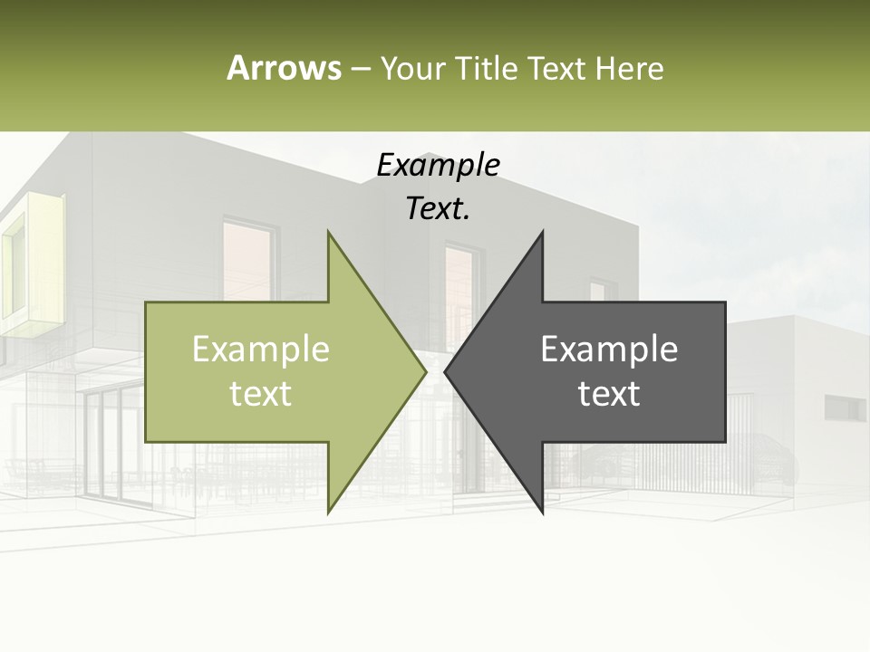 A Drawing Of A Building With A Green Door PowerPoint Template
