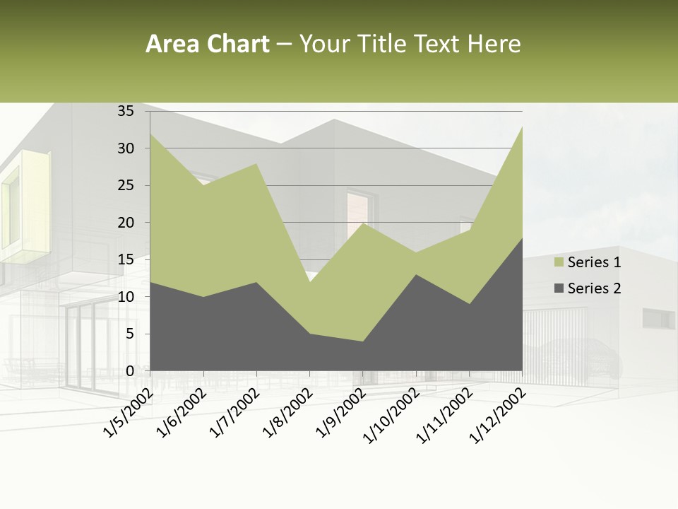 A Drawing Of A Building With A Green Door PowerPoint Template