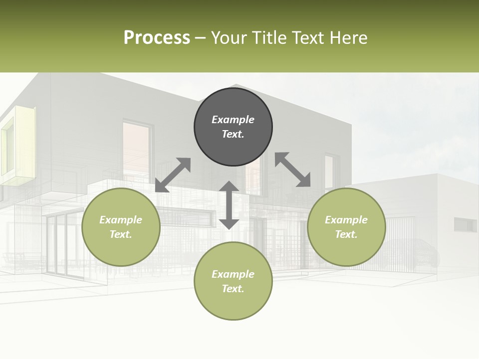 A Drawing Of A Building With A Green Door PowerPoint Template