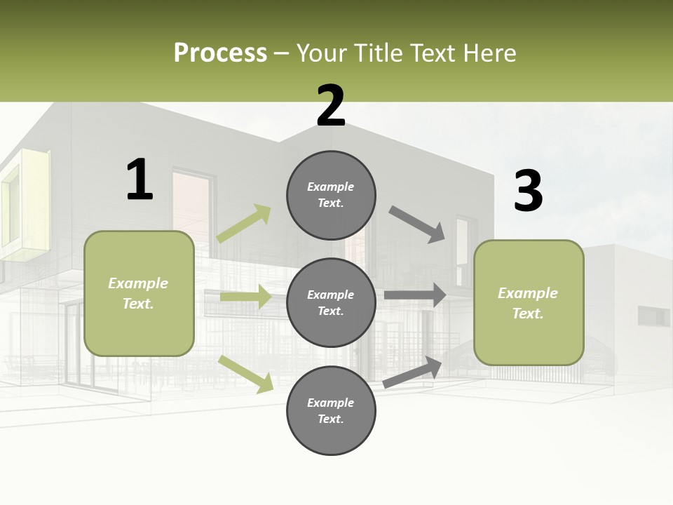 A Drawing Of A Building With A Green Door PowerPoint Template