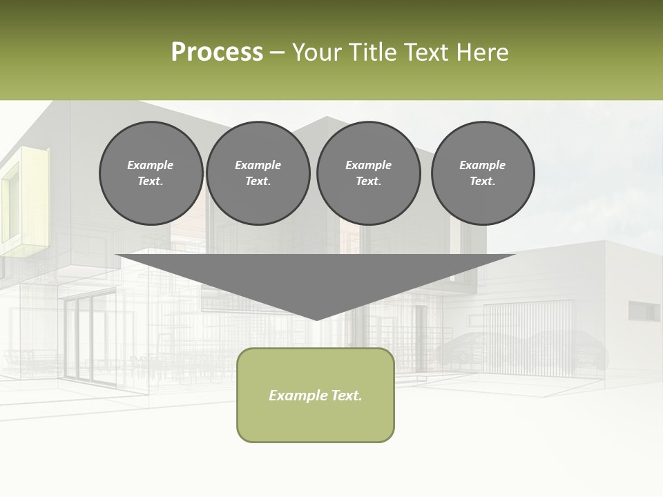 A Drawing Of A Building With A Green Door PowerPoint Template