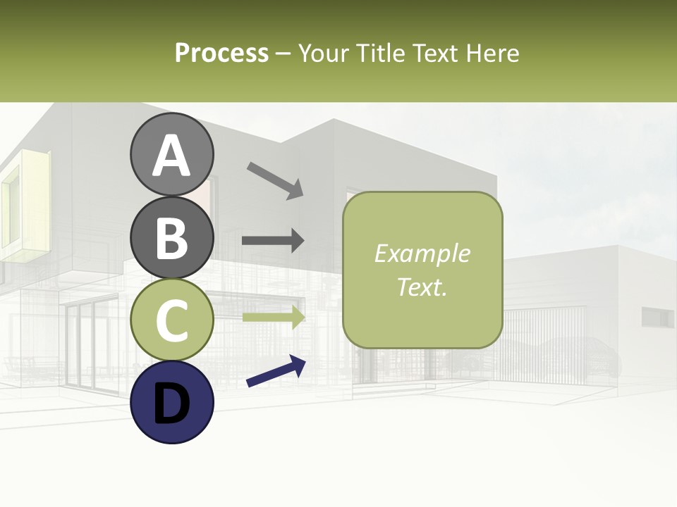 A Drawing Of A Building With A Green Door PowerPoint Template