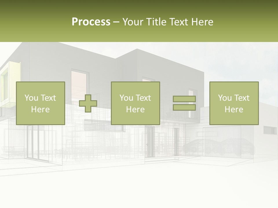 A Drawing Of A Building With A Green Door PowerPoint Template