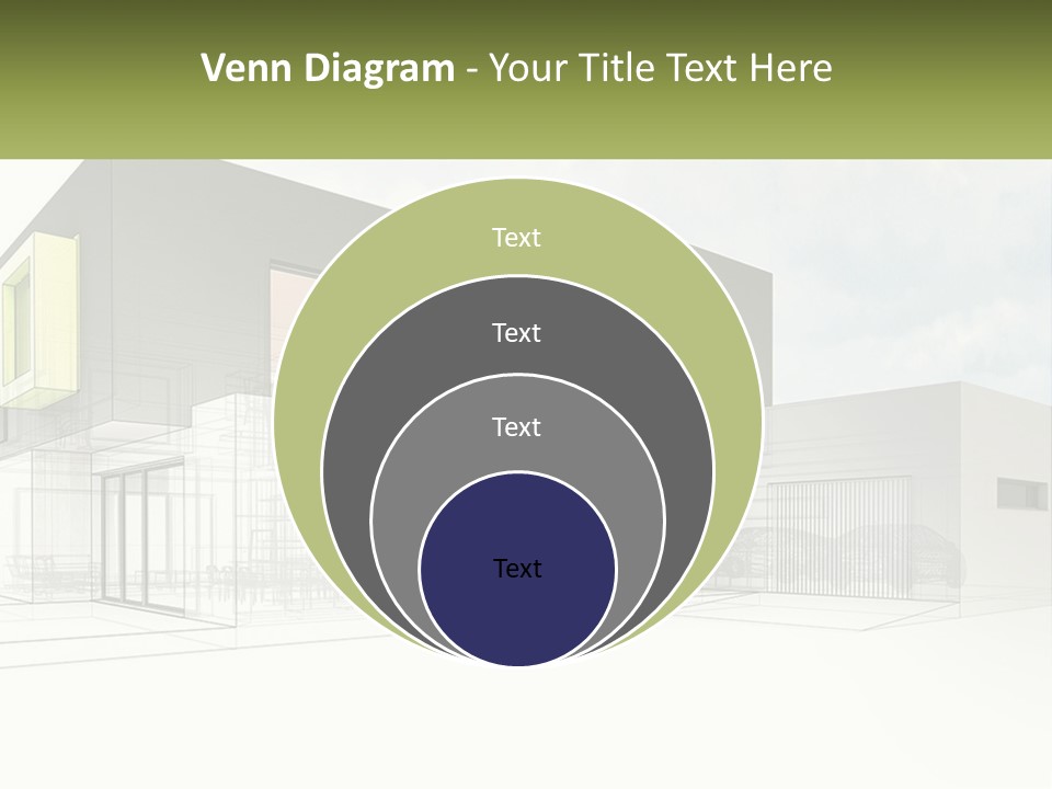 A Drawing Of A Building With A Green Door PowerPoint Template