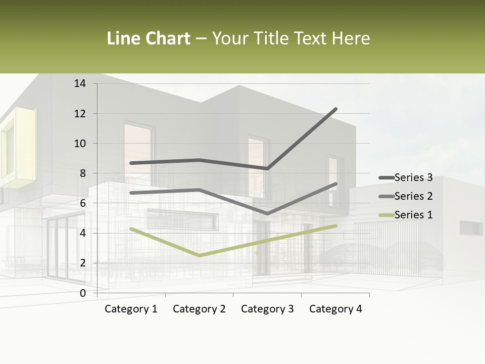 A Drawing Of A Building With A Green Door PowerPoint Template