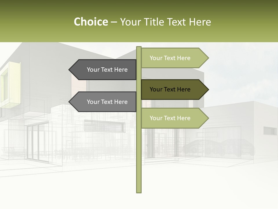 A Drawing Of A Building With A Green Door PowerPoint Template