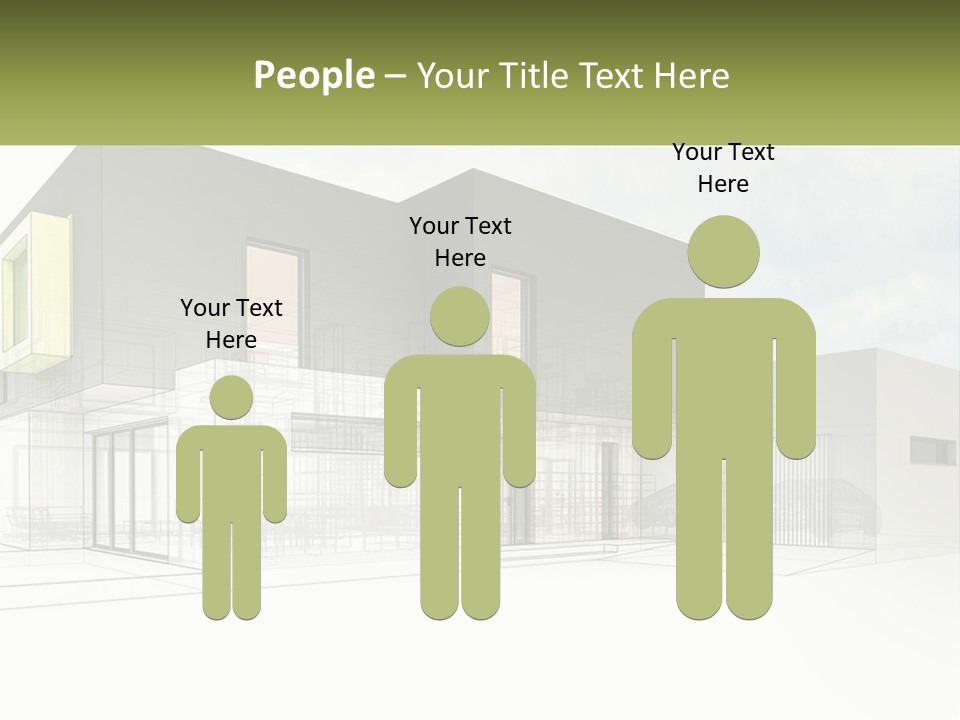 A Drawing Of A Building With A Green Door PowerPoint Template