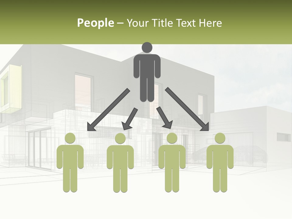 A Drawing Of A Building With A Green Door PowerPoint Template