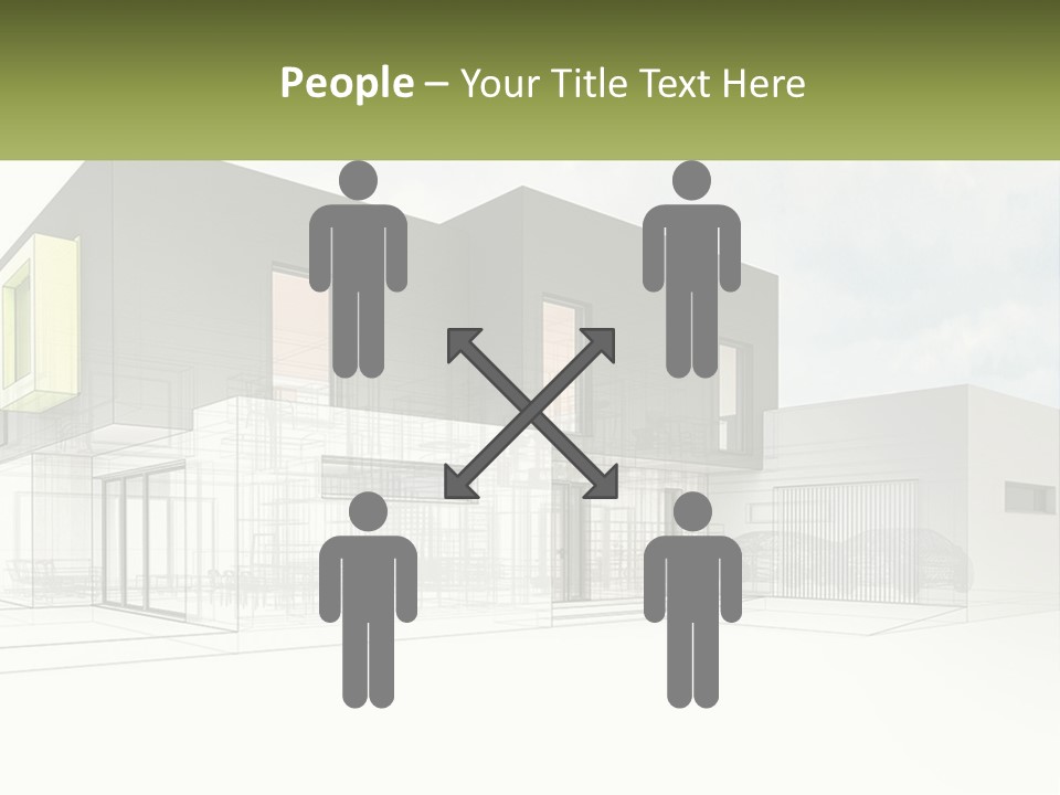 A Drawing Of A Building With A Green Door PowerPoint Template