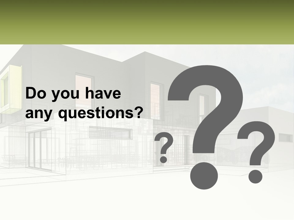 A Drawing Of A Building With A Green Door PowerPoint Template