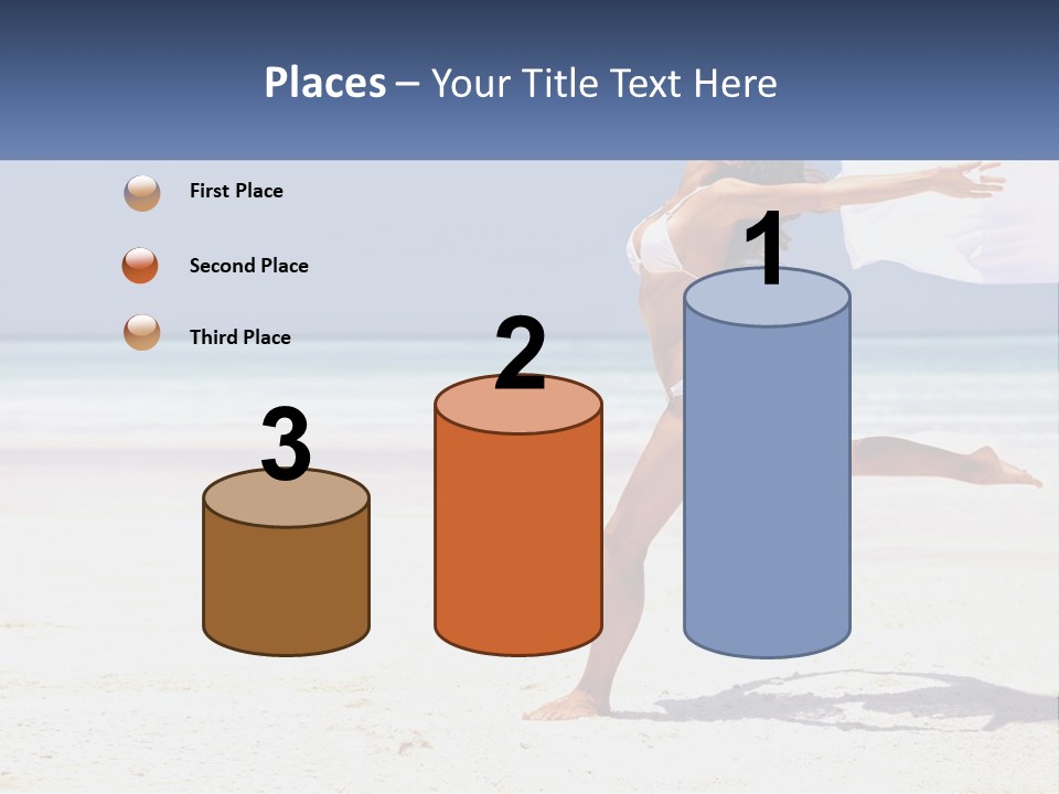 A Woman In A White Bikini On A Beach PowerPoint Template