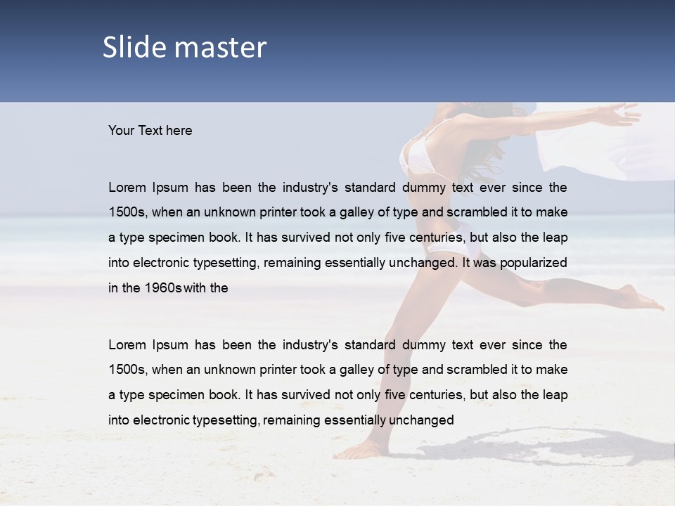 A Woman In A White Bikini On A Beach PowerPoint Template