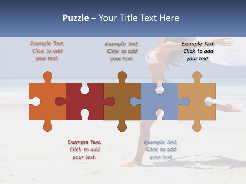 A Woman In A White Bikini On A Beach PowerPoint Template