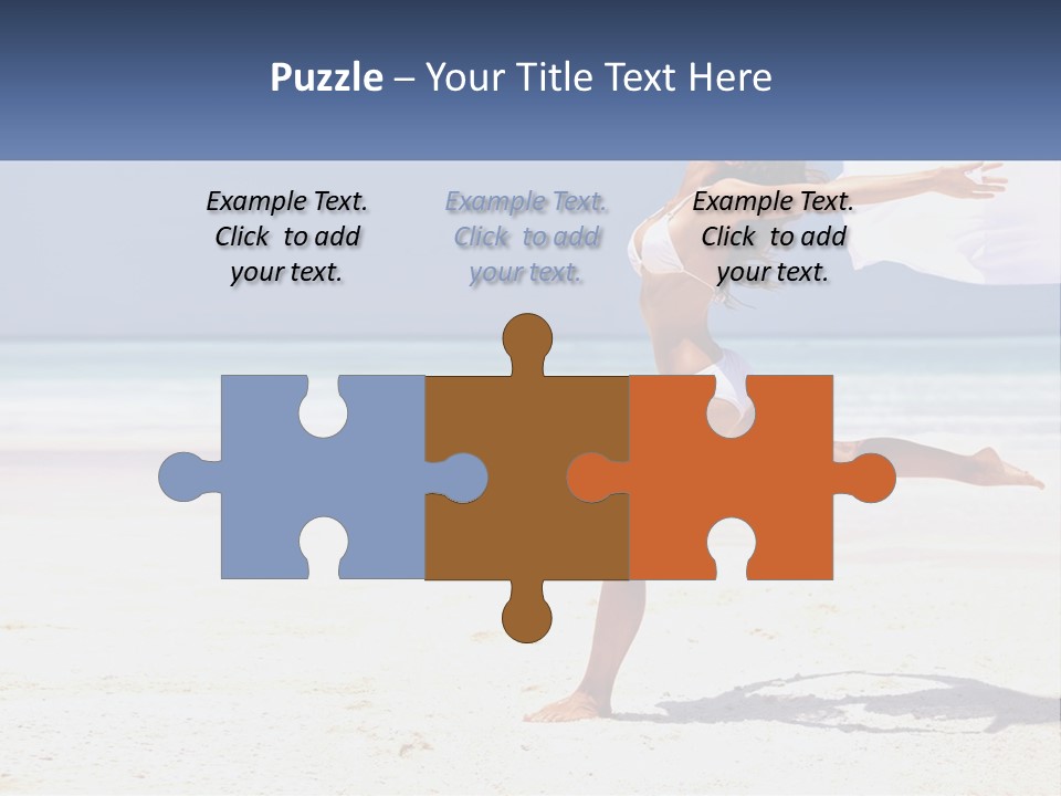 A Woman In A White Bikini On A Beach PowerPoint Template