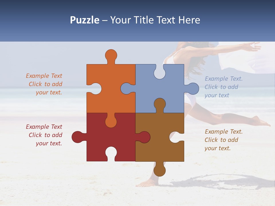 A Woman In A White Bikini On A Beach PowerPoint Template