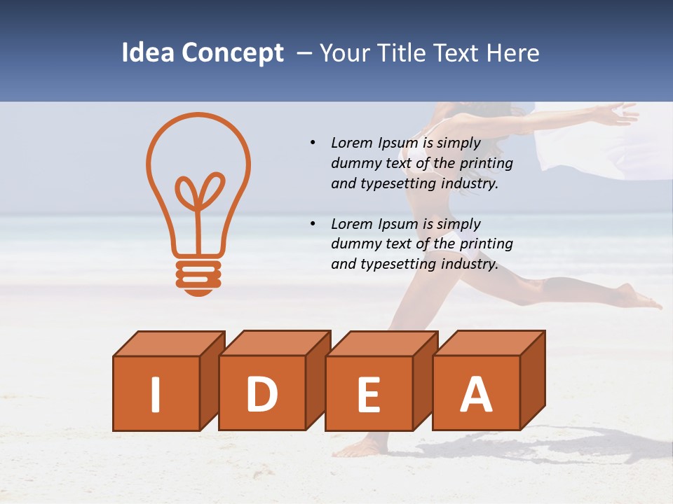 A Woman In A White Bikini On A Beach PowerPoint Template