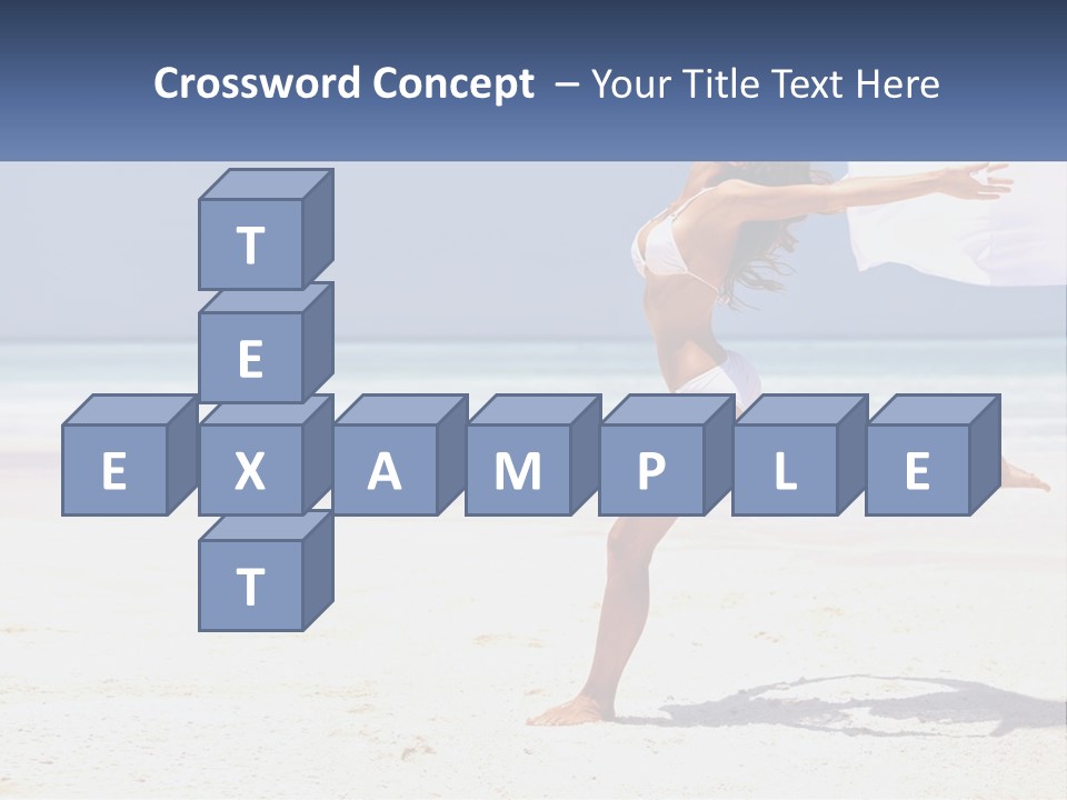 A Woman In A White Bikini On A Beach PowerPoint Template