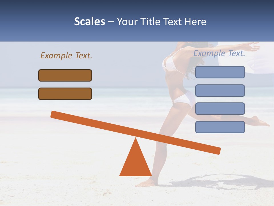 A Woman In A White Bikini On A Beach PowerPoint Template