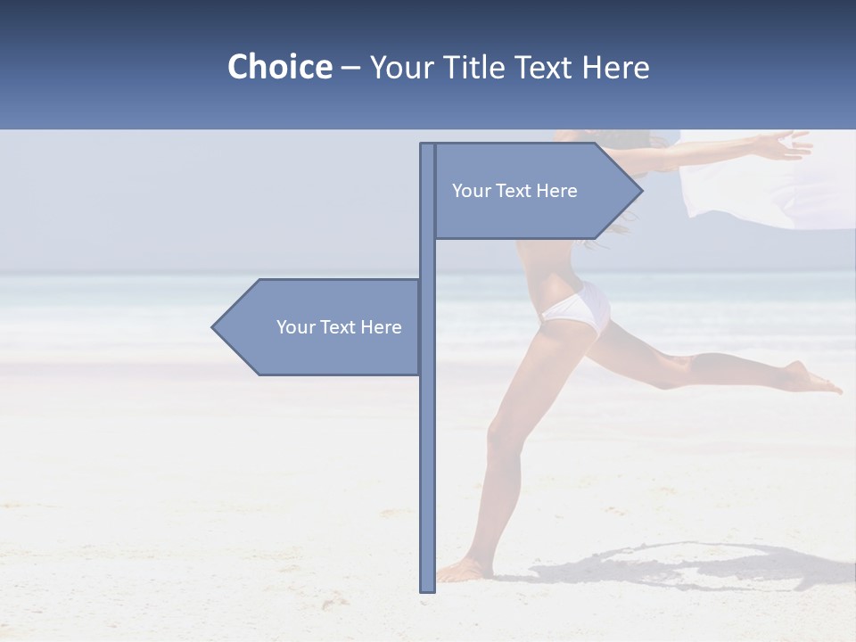 A Woman In A White Bikini On A Beach PowerPoint Template