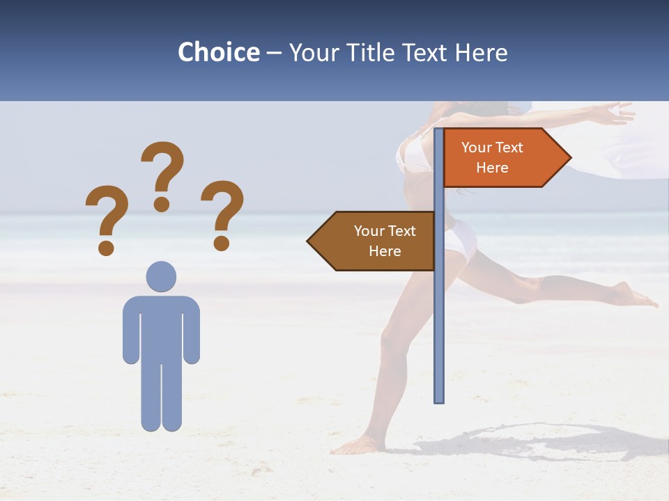A Woman In A White Bikini On A Beach PowerPoint Template