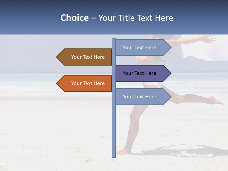 A Woman In A White Bikini On A Beach PowerPoint Template