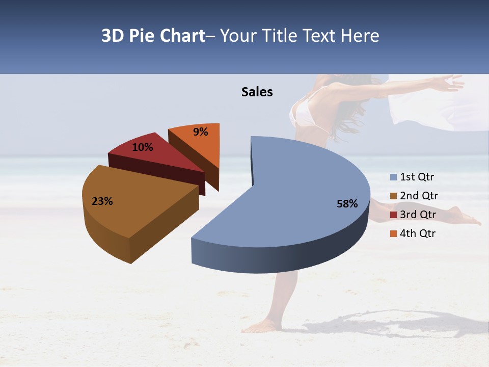 A Woman In A White Bikini On A Beach PowerPoint Template