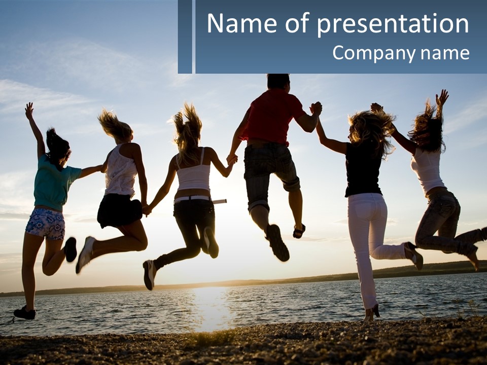A Group Of People Jumping Into The Air PowerPoint Template