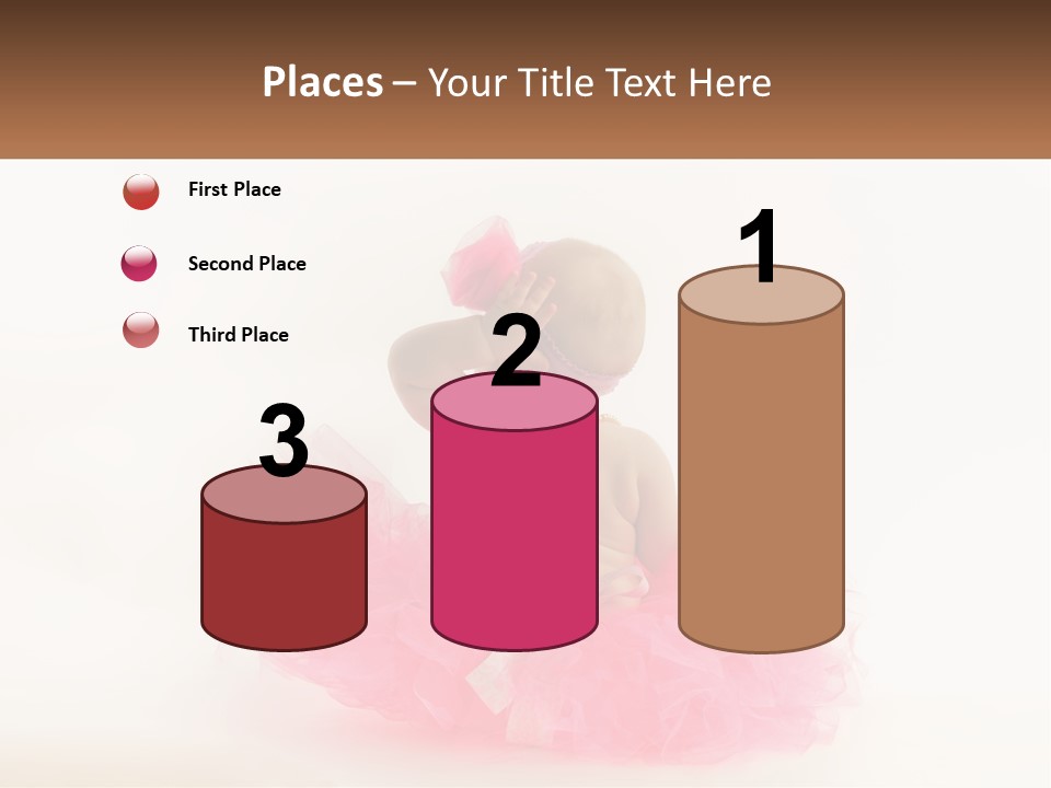 A Baby In A Pink Tutu Is Sitting On A White Surface PowerPoint Template