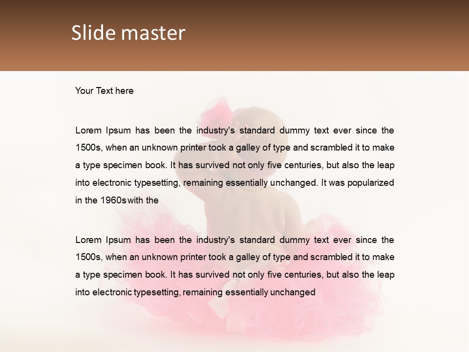 A Baby In A Pink Tutu Is Sitting On A White Surface PowerPoint Template