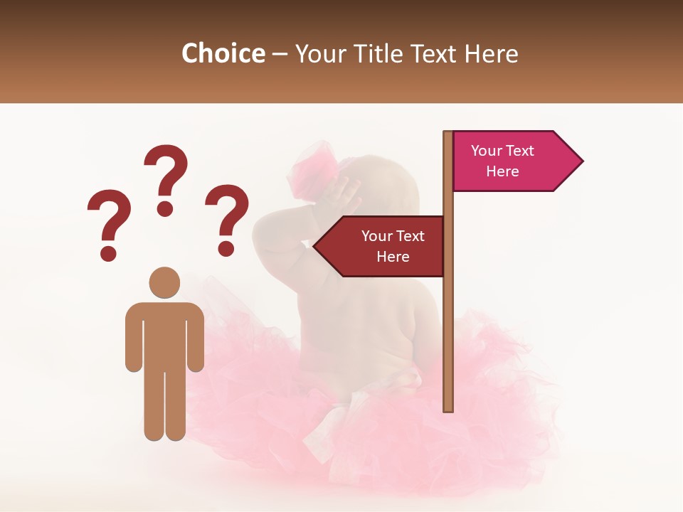A Baby In A Pink Tutu Is Sitting On A White Surface PowerPoint Template