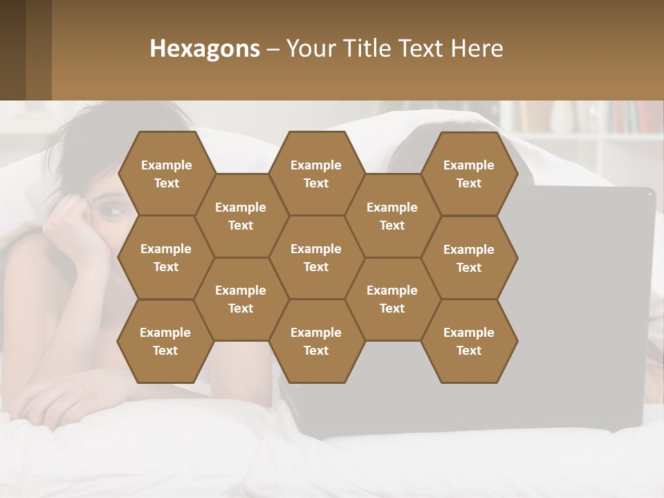 A Woman Laying In Bed Next To A Laptop Computer PowerPoint Template