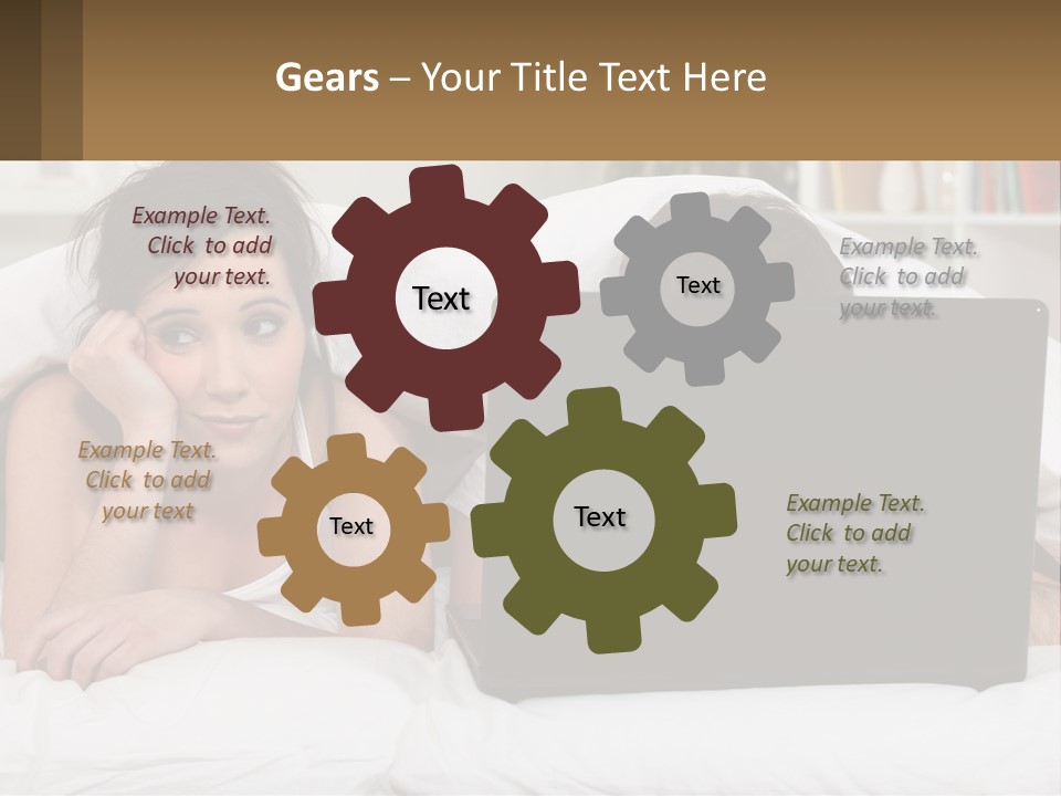 A Woman Laying In Bed Next To A Laptop Computer PowerPoint Template