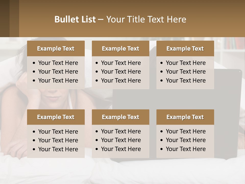 A Woman Laying In Bed Next To A Laptop Computer PowerPoint Template