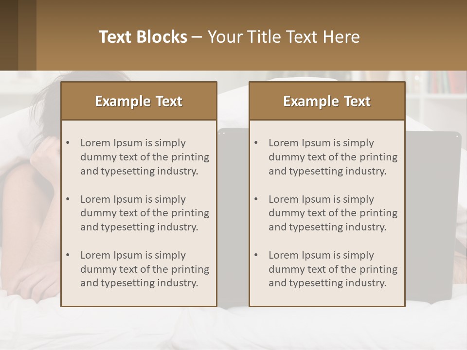 A Woman Laying In Bed Next To A Laptop Computer PowerPoint Template