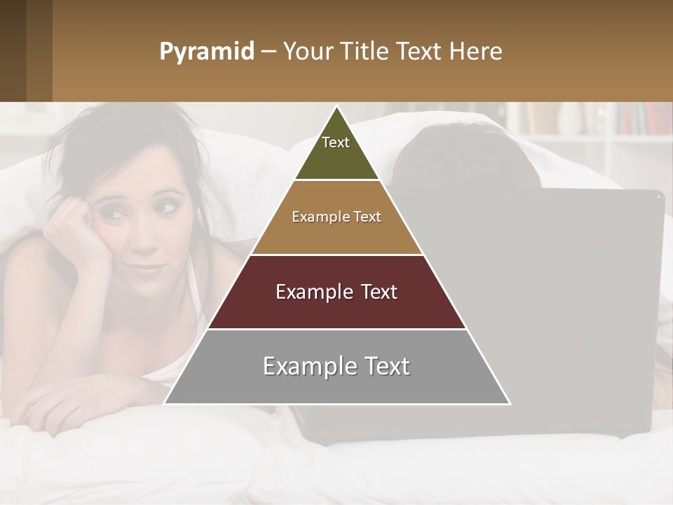 A Woman Laying In Bed Next To A Laptop Computer PowerPoint Template