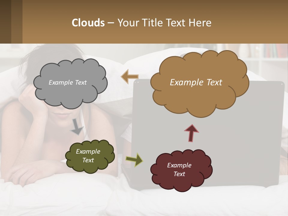 A Woman Laying In Bed Next To A Laptop Computer PowerPoint Template