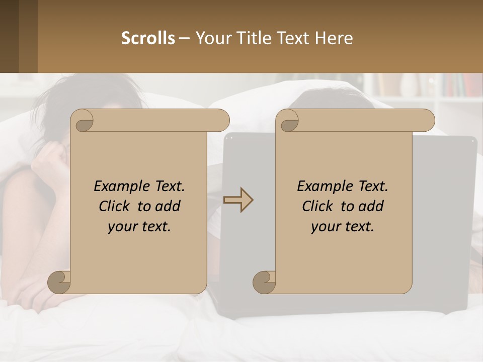 A Woman Laying In Bed Next To A Laptop Computer PowerPoint Template