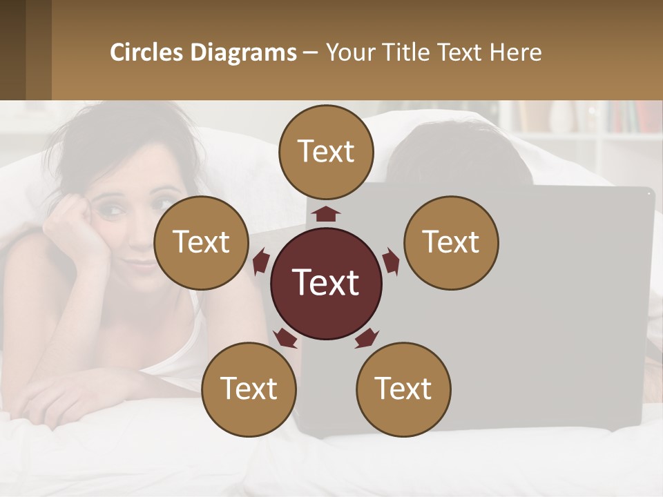 A Woman Laying In Bed Next To A Laptop Computer PowerPoint Template