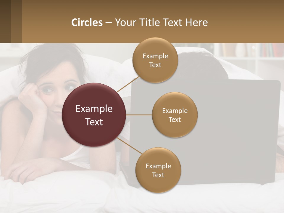 A Woman Laying In Bed Next To A Laptop Computer PowerPoint Template