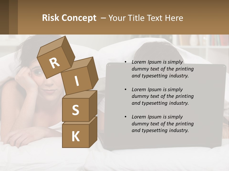 A Woman Laying In Bed Next To A Laptop Computer PowerPoint Template