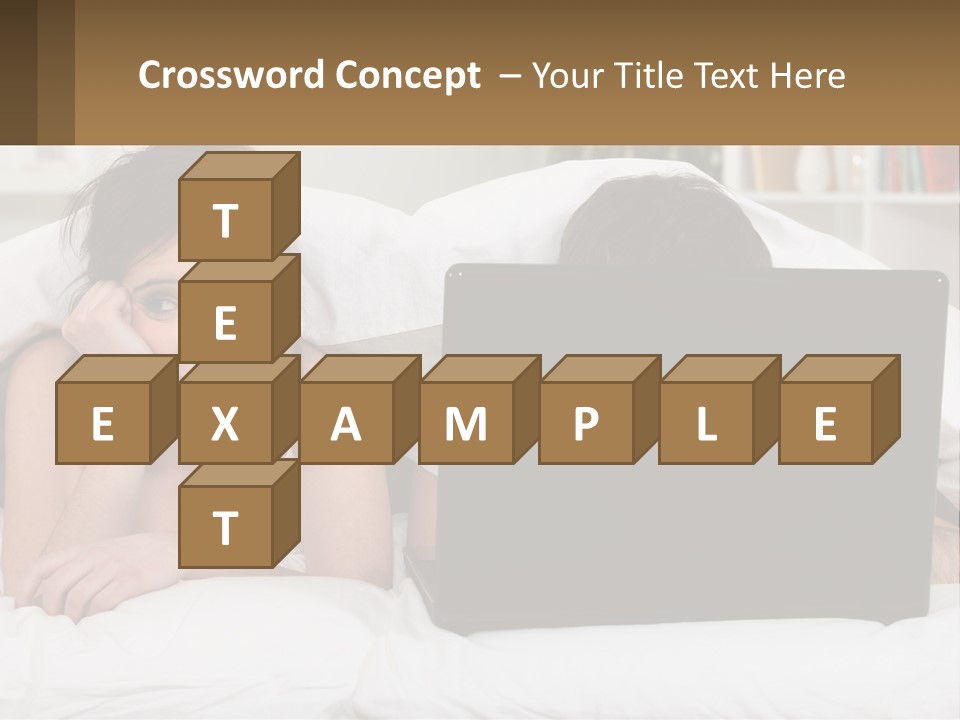 A Woman Laying In Bed Next To A Laptop Computer PowerPoint Template