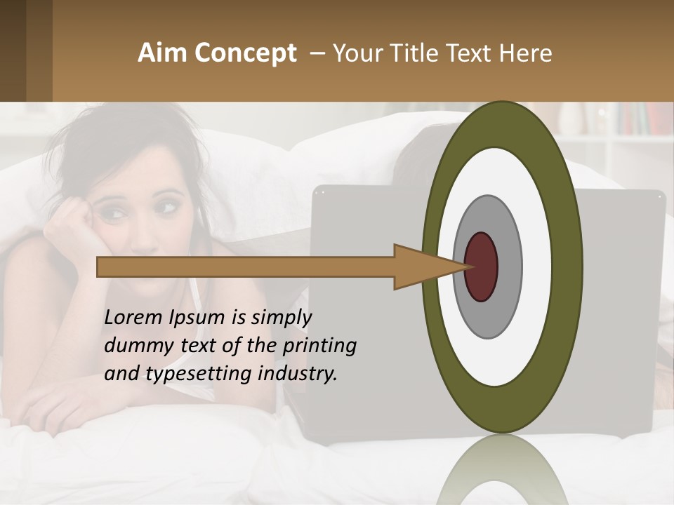 A Woman Laying In Bed Next To A Laptop Computer PowerPoint Template