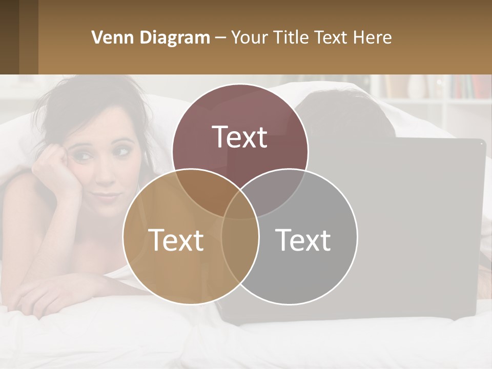 A Woman Laying In Bed Next To A Laptop Computer PowerPoint Template