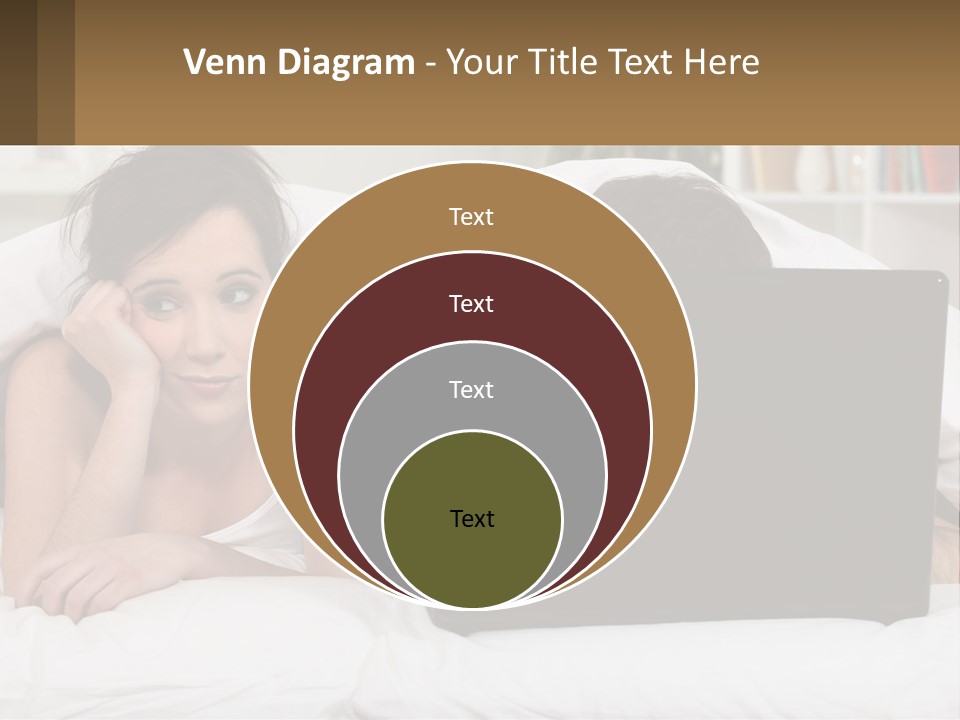 A Woman Laying In Bed Next To A Laptop Computer PowerPoint Template