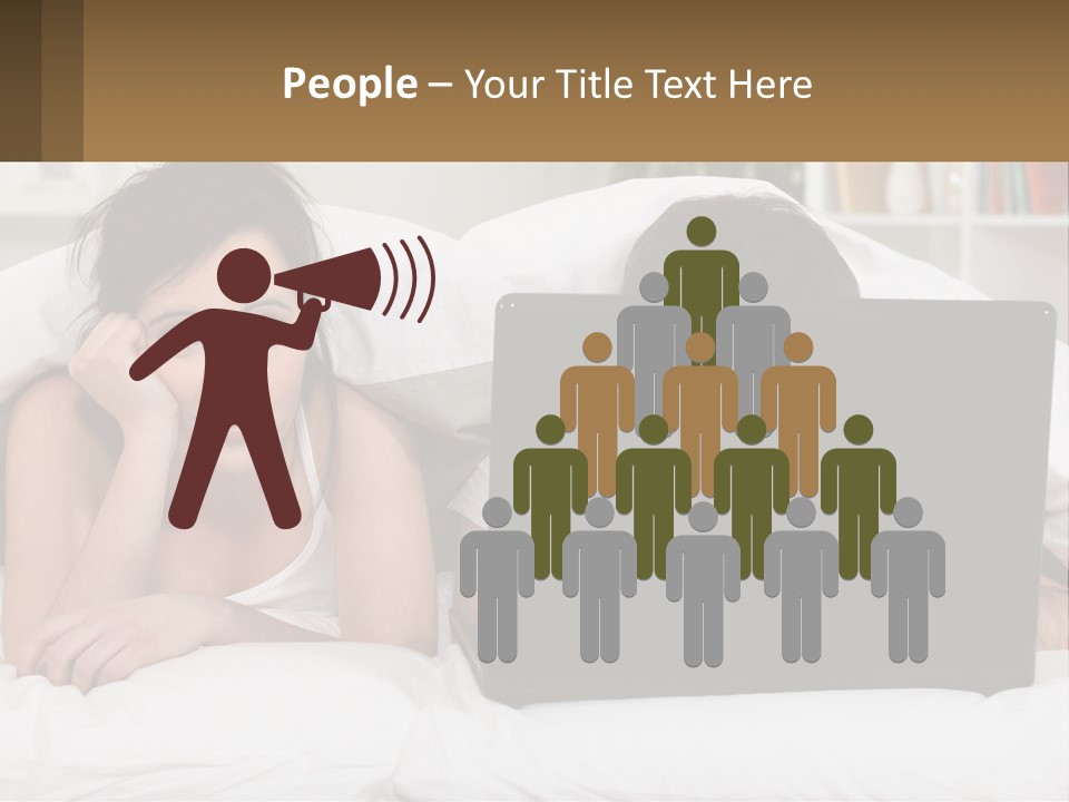 A Woman Laying In Bed Next To A Laptop Computer PowerPoint Template