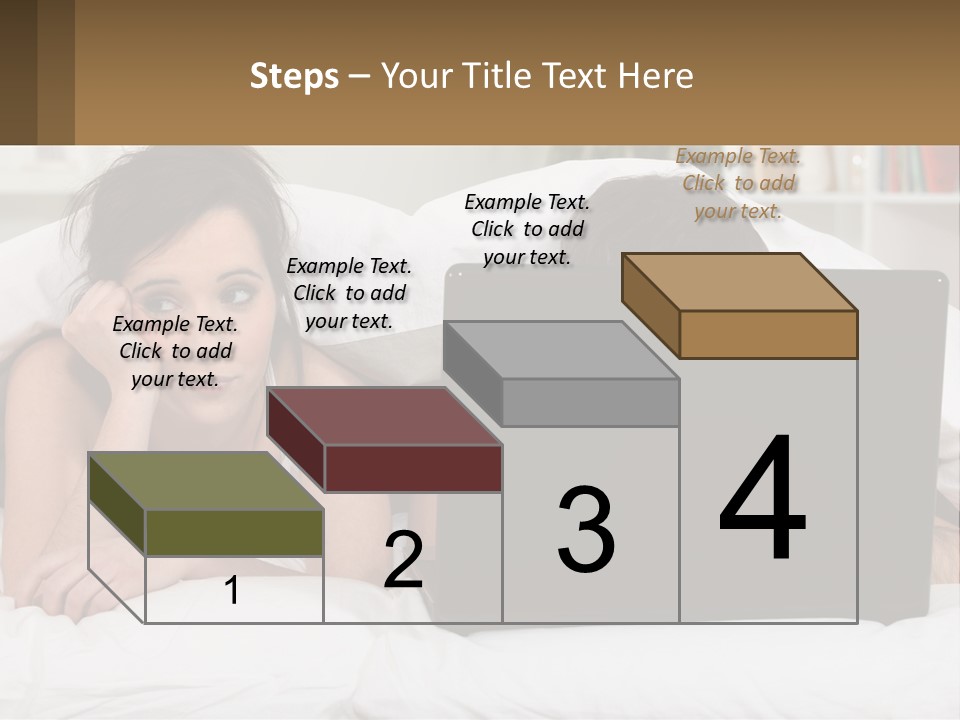 A Woman Laying In Bed Next To A Laptop Computer PowerPoint Template