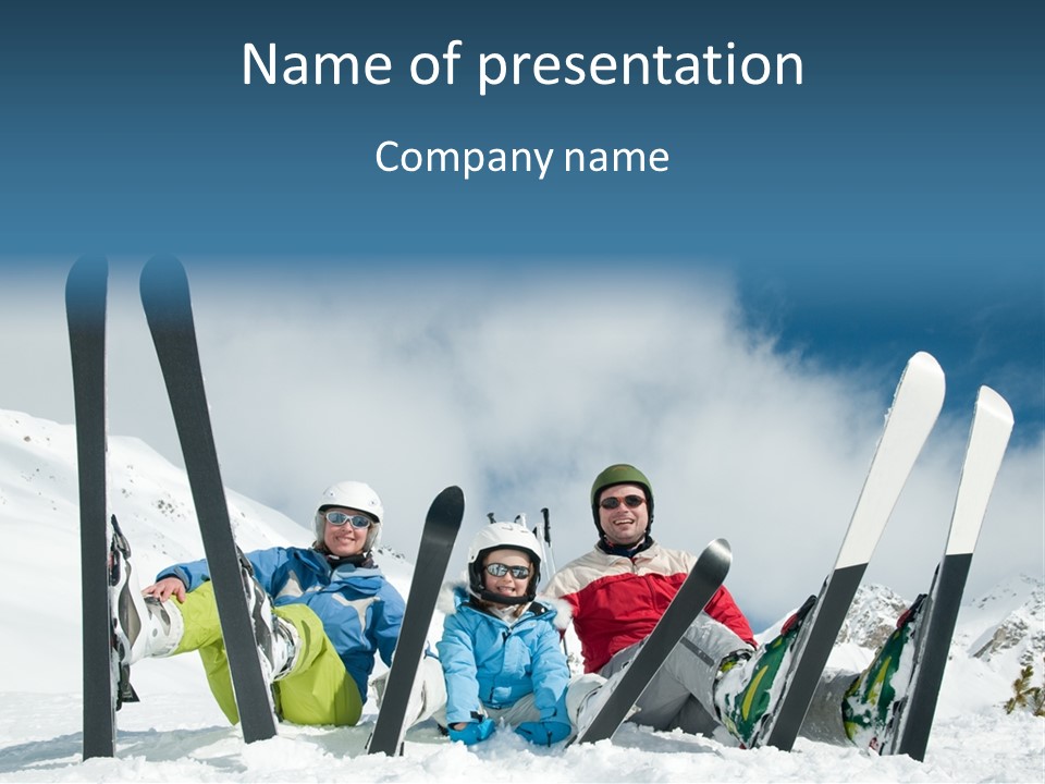 A Group Of People Sitting On Top Of A Snow Covered Slope PowerPoint Template