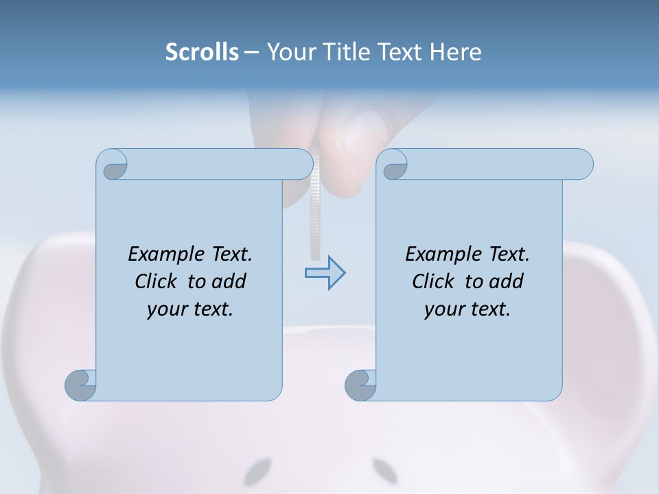 A Person Putting A Coin Into A Pink Piggy Bank PowerPoint Template